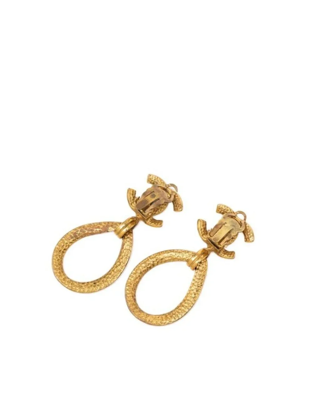 Chanel CC Logo Vintage Teardrop Earrings 96 Gold Plated